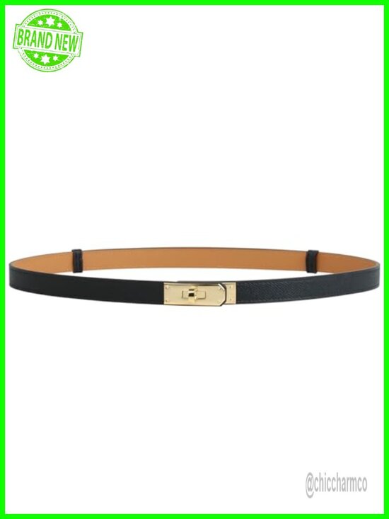 Italian Leather Turn Lock Belt - Adjustable for Dresses, Jeans, Coats main image 2